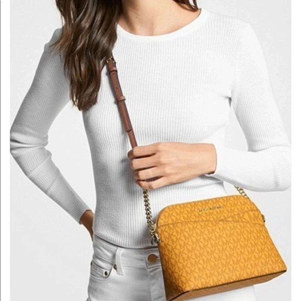 New Michael Kors Jet Set Travel Medium Logo Dome Crossbody Bag - Picture 7 of 13